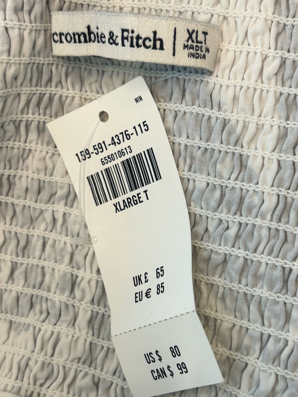 NWT Abercrombie Poplin Floral Mini Dress Blue White Puff Sleeve Cottagecore XL - Picture 8 of 10